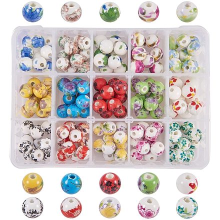 Handgemachte Porzellan Perlen gedruckt PORC-PH0001-01-1