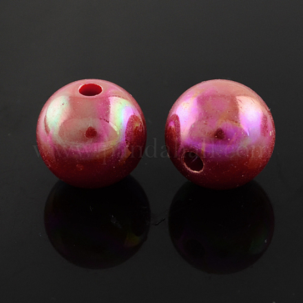 AB Color Plated Acrylic Gumball Beads for Bubblegum Necklace PACR-R204-26mm-06-1
