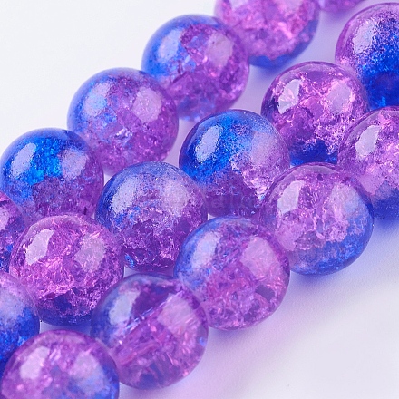 Two Tone Crackle Glass Bead Strands X-CCG-I001-08-1