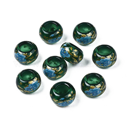 Perline di rondelle in acrilico trasparente con stampa floreale TACR-S160-01-C02-1