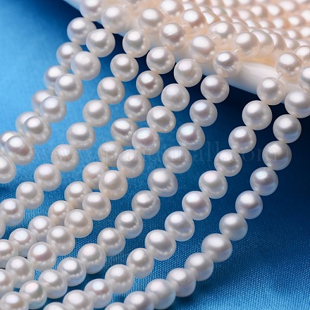 Hebras de perlas de agua dulce cultivadas naturales PEAR-E009-5-5.5mm-A-01-1