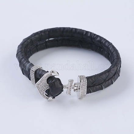 Handmade Snakeskin Leather Cord Bracelets BJEW-F301-C03-1