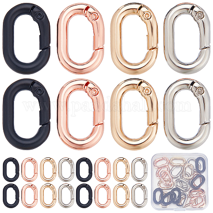 SUNNYCLUE 1 Box 24Pcs Spring O Rings Purse Ring Clips Rounded Rectangle Oval Rose Gold Black Purse Buckle Hardware Carabiner Clips Keyring Snap Hooks Trigger Spring O Rings for Jewelry Making Kits FIND-SC0007-20-1