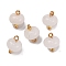 Natural White Jade Saucer Charms with Rack Plating Golden Tone Brass Bails, White, 12x10mm, Hole: 1.5~1.6mm