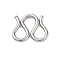 304 Stainless Steel S-Hook Clasps, M Clasps, Stainless Steel Color, 6.5x8x1mm