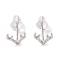 Anti-Tarnish Rhodium Plated Antler Shape 999 Fine Silver Stud Earrings for Women, with 999 Stamp, Platinum, 6x7mm