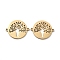 Ion Plating(IP) Tarnish Resistant 304 Stainless Steel Hollow Connector Charms, Flat Round with Tree of Life, Golden, 15.5x19x1mm, Hole: 1.2mm