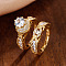 Brass Micro Pave Cubic Zirconia Finger Rings, Golden, US Size 8(18.1mm)