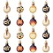 30Pcs 6 Styles Printed Alloy Enamel Pendants, Lead Free & Nickel Free & Cadmium Free, Light Gold, Light Bulb, Mixed Color, 22x12x2.5mm, Hole: 1.8mm, 5pcs/style