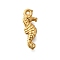 304 Stainless Steel Charms, Ocean Theme Charm, Ion Plating(IP), Real 18K Gold Plated, Sea Horse, 14.5x5x3mm, Hole: 0.8mm