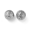 304 Stainless Steel Rhinestone European Beads, Round Large Hole Beads, Real 18K Gold Plated, Round with Letter, Letter F, 11x10mm, Hole: 4mm