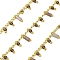 Handmade Brass Column Link Chains, with Natural Gemstone Beads & Glass Beads & Spool, Long-Lasting Plated, Rack Plating, Soldered, Lead Free & Cadmium Free, Real 18K Gold Plated, Charm: 5.5x2.5mm