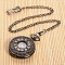 Openable Flat Round Alloy Pendant Pocket Watch, Quartz Watches, with Iron Chain, Gunmetal, 355mm, Watch Head: 59x47x14mm