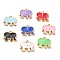 Golden Brass Enamel Pendants, Long-Lasting Plated, Elephant, Mixed Color, 16x17.5x2mm, Hole: 1.6mm
