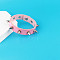 Punk-style Imitation Leather Bangles, Alloy Rivet Bangles for Men Women, Pink, 8-7/8 inch(22.5cm)