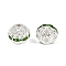 Brass Rhinestone Beads, Grade A, Round, Silver Color Plated, Green, Size: about 10mm in diameter, hole: 1.2mm
