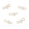 Natural Cultured Freshwater Pearl Round Connector Charms, with 304 Stainless Steel Double Loops, White, Golden, 12x4mm, Hole: 1.8~3mm