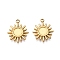 Ion Plating(IP) 304 Stainless Steel Pendant Cabochon Settings, Sun, Real 18K Gold Plated, Tray: 6mm, 18.5x15.5x2mm, Hole: 1.8mm