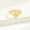 Brass Alphabet Adjustable Rings for Women, with Heart, Letter G, 17mm, US Size 6 1/4(16.7mm)