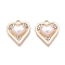 Rack Plating Alloy Rhinestone Pendants, with ABS Plastic Imitation Pearl, Heart, White, 18.5x16.5x5.5mm, Hole: 1.8mm