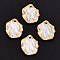 Acrylic Pendants, Golden Metal Enlaced, Leaf, Creamy White, 19.5x17x5mm, Hole: 1.5mm, about 1250pcs/500g