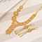 Elegant Hollow Flower Tassel Alloy Earrings & Necklaces Sets for Women Wedding, Golden