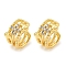 Brass Micro Pave Clear Cubic Zirconia Cuff Earrings, Flower with Cross, Real 18K Gold Plated, 13.5x9mm