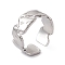 Non-Tarnish 304 Stainless Steel Cuff Ring for Women, Wave Edge Wide Band Open Rings, Stainless Steel Color, 7.5mm, Inner Diameter: US Size 6 1/4(16.8mm)