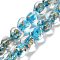 Handmade Dichroic Foil Glass Beads Strands, Heart, Deep Sky Blue, 11.5~13x12~13x8.5~10mm, Hole: 1.5mm, about 33pcs/strand, 15.08''(38.3cm)