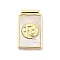 Rack Plating Brass Pave Shell Pendants, Rectangle Fe Charms, Long-Lasting Plated, Cadmium Free & Lead Free, Real 18K Gold Plated, Word, 22.5x13.5x3mm, Hole: 1.5mm