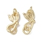 Brass Hook and S-Hook Clasps, Lotus, Real 18K Gold Plated, 13x8x1.5mm, Hole: 3mm
