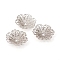 6-Petal Brass Fancy Bead Caps, Long-Lasting Plated, Flower, Platinum, 28x5mm, Hole: 2mm