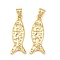 Brass Pendants, Fish Charms, Long-Lasting Plated, Rack Plating, Lead Free & Cadmium Free, Real 18K Gold Plated, 25x9.5x3mm, Hole: 4.5x3.5mm