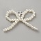 Bowknot Plastic Imitation Pearl Shoe Charms Decorations, with Alloy Clasp, Floral White, 45mm