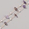 Natural Amethyst Chips & ABS Plastic Imitation Pearl Beaded Chains, with Brass Findings, Soldered, with Spool, Light Gold, 3mm, 5~15x5~5.5x2~6mm