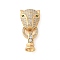 Brass Micro Pave Cubic Zirconia Fold Over Clasps, Leopard, Real 18K Gold Plated, 29mm