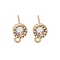 Brass Clear Cubic Zirconia Stud Earrings Finding for Women, with Loop, Real 14K Gold Plated, 8x5.5mm, Hole: 1.2mm, Pin: 11.5x0.7mm