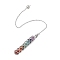 7 Chakra Round Natural Amethyst & Carnelian & Red Jasper & Green Aventurine & Tiger Eye & Synthetic Turquoise Dowsing Pendulums, with 304 Stainless Steel Findings, 253mm