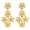 304 Stainless Steel Flower Theme Stud Earrings For Women, Real 18K Gold Plated, 61x32mm