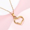 Hollow Heart 304 Stainless Steel Pendant Necklaces, Ion Plating(IP), Real 18K Gold Plated, 18.11 inch(46cm)