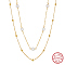 925 Sterling Silver with Natural Pearl Beads Necklaces, Round, Real 14K Gold Plated, 15.79 inch(40.1cm)