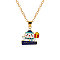Christmas Alloy Enamel Pendant Necklaces, Golden, Midnight Blue, Snowman, 18.50 inch(47cm), Pendant: 21x16mm