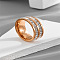 304 Stainless Steel Crystal Rhinestone Finger Rings, Rose Gold, US Size 7(17.3mm)