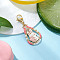 Easter Teadrop Glass Seed Beaded & Alloy Enamel Rabbit Pendant Decorations, with 304 Stainless Steel Lobster Claw Clasps, Pink, 48mm
