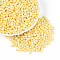Baking Paint Glass Seed Beads, Barrel, Champagne Yellow, 4~4.5x3~3.5mm, Hole: 0.8~0.9mm, about 6080pcs/pound