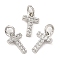 Brass Micro Pave Grade AAA Cubic Zirconia Charms, Letter T, Cadmium Free & Nickel Free & Lead Free, Real Platinum Plated, 9x6x1.5mm, Hole: 2mm