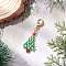 Christmas Themed Glass Seed Beaded Pendant Decorations, with 304 Stainless Steel Lobster Claw Clasps, Christmas Tree, 49mm