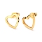Ion Plating(IP) 304 Stainless Steel Stud Earrings, Heart, Golden, 11x11.5mm, Pin: 0.8mm