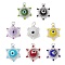 Beaded Star Eye Charms, Loom Pattern Glass Seed Beads Pendants, with Lampwork, Jump Rings, Mixed Color, 17.5x15.5x8.5mm, Hole: 2.5mm