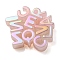 Opaque Rainbow Iridescent Acrylic Beads, Random Letter, Pink, 21x8.5~20.5x15mm, Hole: 4mm, about 90~100pcs/bag